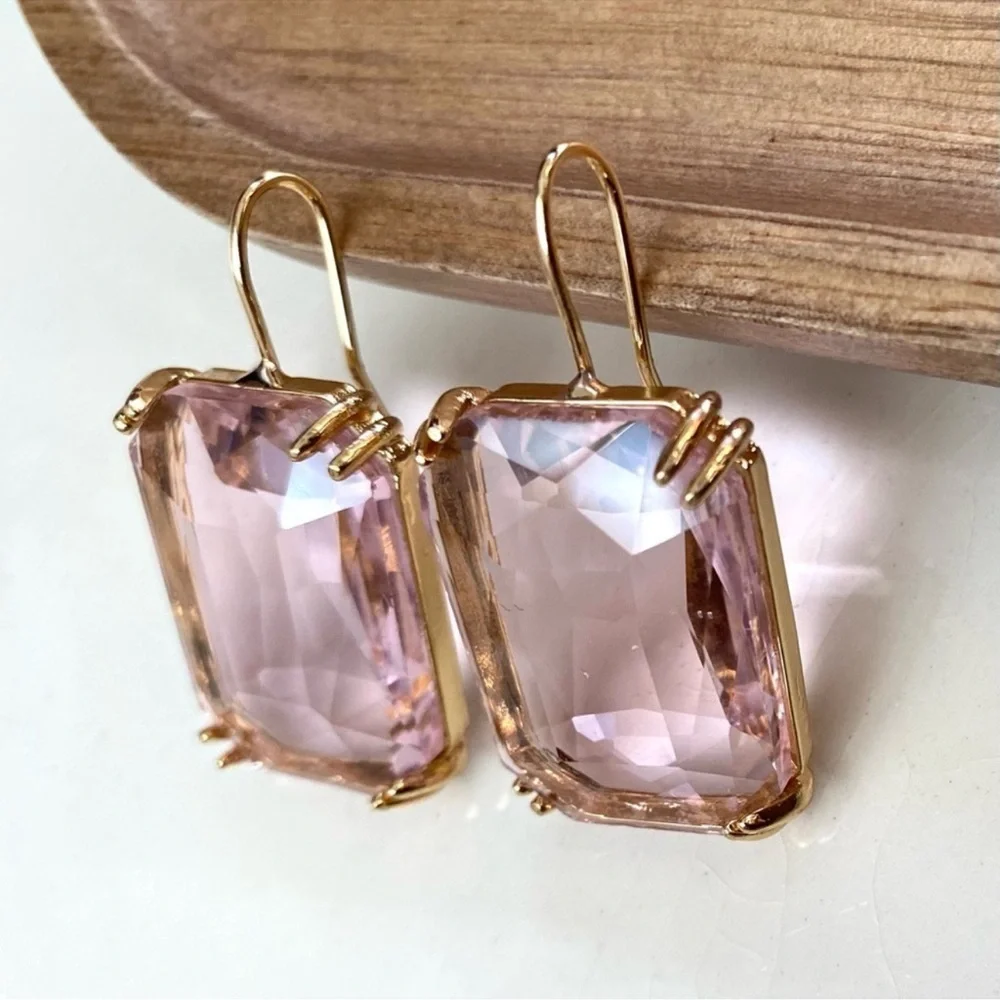 Anthropologie Cecily Pink Gemstone Earrings - Picture 4 of 6